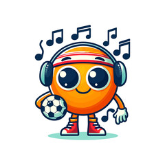 soccer groovy style cute cartoon character with face, arms and legs, vector illustration