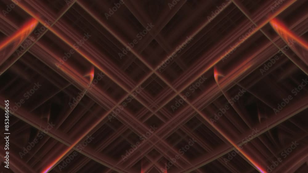 Poster fantasy neon red orange lines in fractal loop. abstract