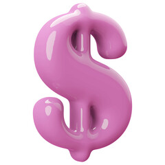 Pink 3D Dollar Symbol