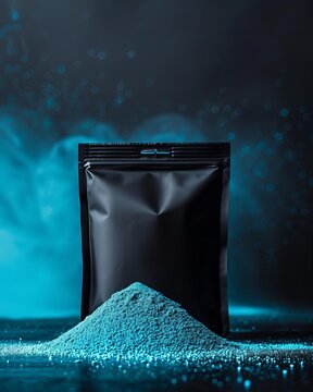 Blue and black clickbait youtube thumbnail with the words Best Protein Powder 2024 highlighted, bag of protein powder in the background