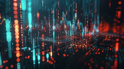 Naklejka premium Abstract Digital Data Stream, Generative AI