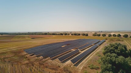 Fototapeta premium Renewable Energy from Field Solar Panels