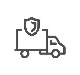 Truck delivery related icon outline and linear vector.
