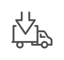 Truck delivery related icon outline and linear vector.
