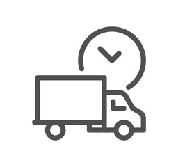 Truck delivery related icon outline and linear vector.
