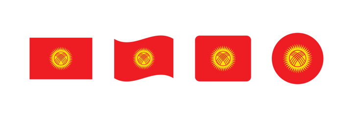 Vector Kyrgyzstan flag. Set of Kyrgyzstan Flags Collection. 
