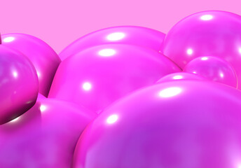 3D balls pink bubble balloon color glossy 3d render shepres ball group background