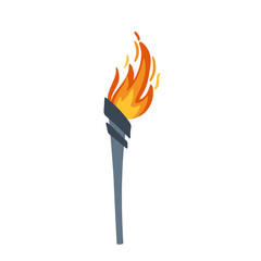 Illustration of an Olympic torch with burning flame in flat style. Perfect for projects on Olympics, sports, and international events. Vector illustration