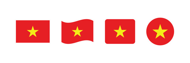 Vector Vietnam flag. Set of Vietnam Flags Collection. 
