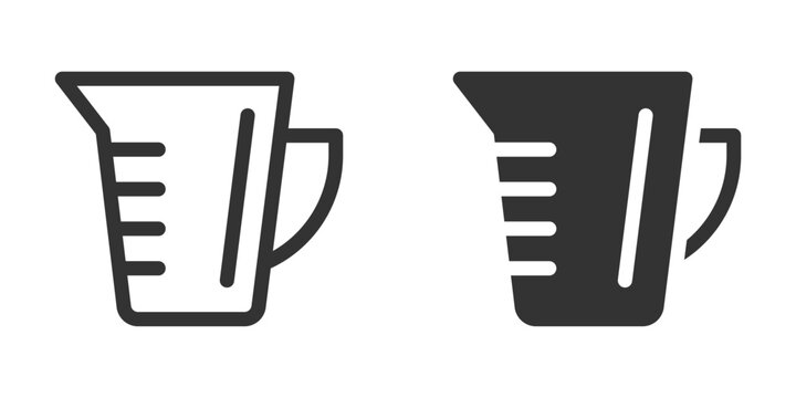 Vector illustration of two measuring cup icons in black and white, ideal for kitchen and cooking designs.