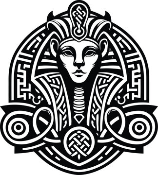 recommend clip art: sphinx in silhouete with celtic knot pattern illustration