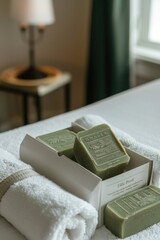 A soap box placed on top of a bed, ideal for bathrooms or bedrooms