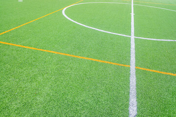 Obraz premium partial view of the central area of a 7 soccer field