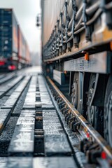 A close-up shot of a train on a train track