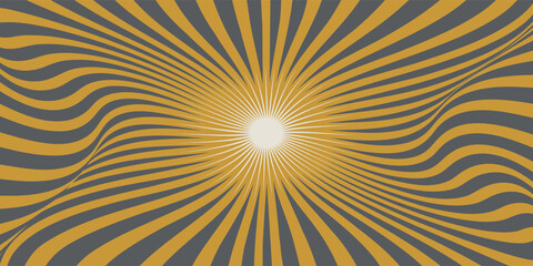 Ice cream swirling radial background. Converging psychadelic scalable stripes. Fun sun light beams. Helix rotation rays. Vector illustration for swirl design. Summer. Vortex spiral twirl