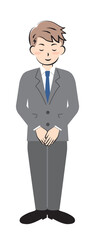 Naklejka premium お辞儀をするスーツ姿の男性 全身