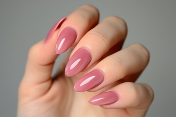 Long Gradient Ombre Acrylic Nails Demonstrated on a Neutral Background