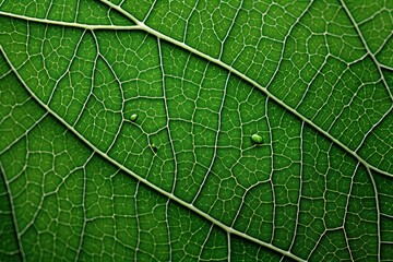 Obraz premium Green Elegance: Up-Close with a Leaf's Delicate Patterns