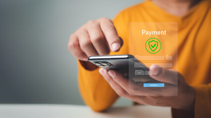 Business people using smartphone, Online payment, Banking, Online shopping, Digital online payment concept, Technology online banking applications via internet network, Financial transaction.