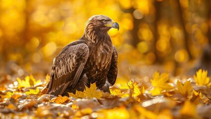 Eagle in Autumn Forest

