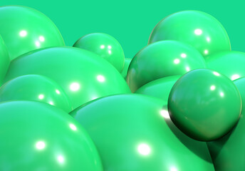 3D balls green bubble balloon color glossy 3d render shepres ball group background