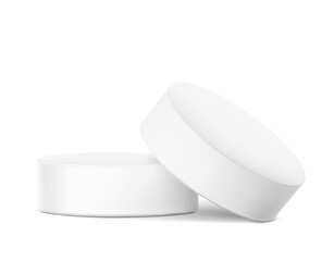 Chlorine tablet, shower steamer mockups. Vector illustration isolated on white background. Can be use for template your design, presentation, promo, ad. EPS10.	