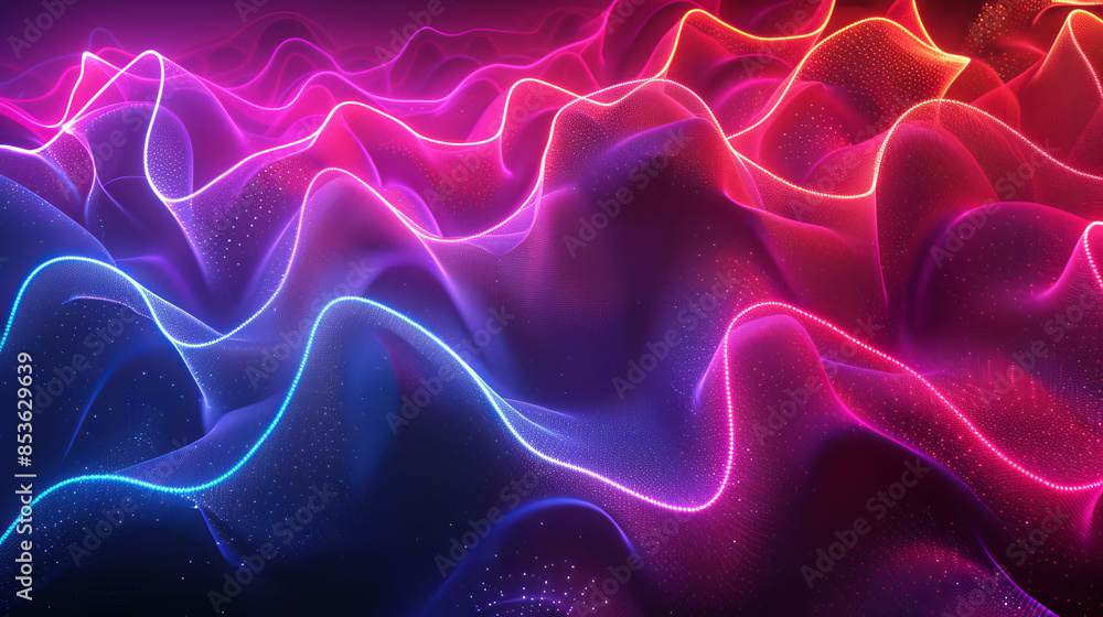 Aufkleber an intricate pattern of glowing neon lines creating a 3d effect. cartoon illustrations generative ai