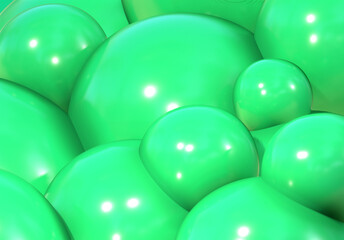3D balls green bubble balloon color glossy 3d render shepres ball group background