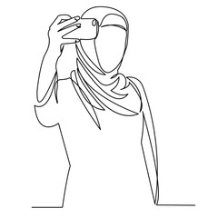 Muslim girl makes selfie