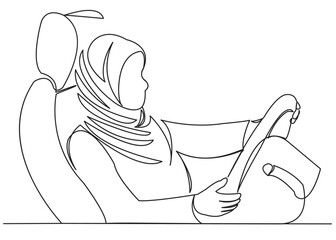 muslim woman driving a car_03