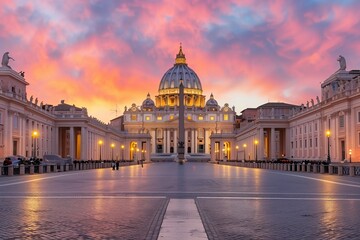 St. Peters Basilica at Sunset in Rome