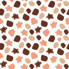 Modern Geometry seamless patter. Seamless vector texture with cut out shapes. Playful background in retro style with different forms and shapes