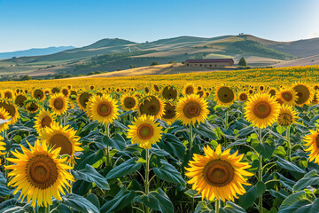 Obraz premium A vast field of sunflowers