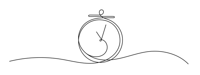 Clock with arrow. One thin line continuous symbol