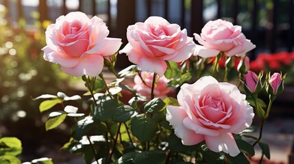 pink tulips in garden