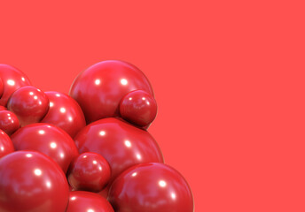 3D balls red bubble balloon color glossy 3d render shepres ball group background