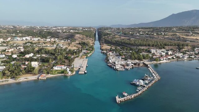 Beautiful and amazing Corinth Canal from sky by Drone