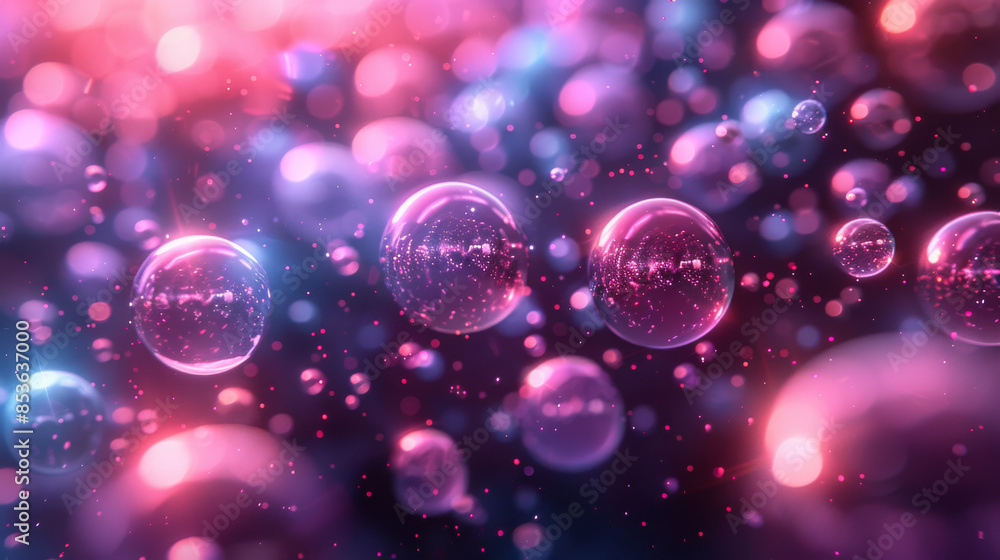 Aufkleber pulsating neon orbs arranged in a complex 3d structure. cartoon illustrations generative ai