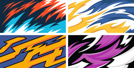 Side body graphic sticker set. Abstract racing design concept. Set of abstract backgrounds for sports theme. Grunge elements for sportswear design. Car decal wrap design for motorcycle, boat, truck, c