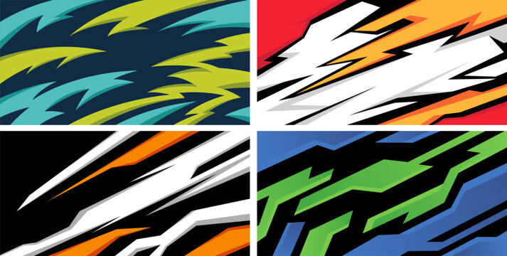 Side body graphic sticker set. Abstract racing design concept. Set of abstract backgrounds for sports theme. Grunge elements for sportswear design. Car decal wrap design for motorcycle, boat, truck, c