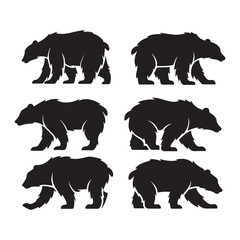 Set of animals silhouettes bear