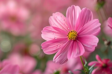 Obraz premium Pink Cosmos Flower Close-Up Shot With Macro Lens