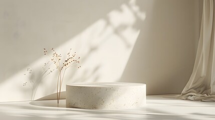 Vector graphic of a stone podium designed for cosmetics, offering a clean and professional display solution for beauty brands