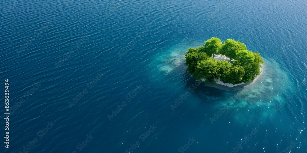Aufkleber utilizing blockchain technology to address environmental exploitation on a remote island. concept bl