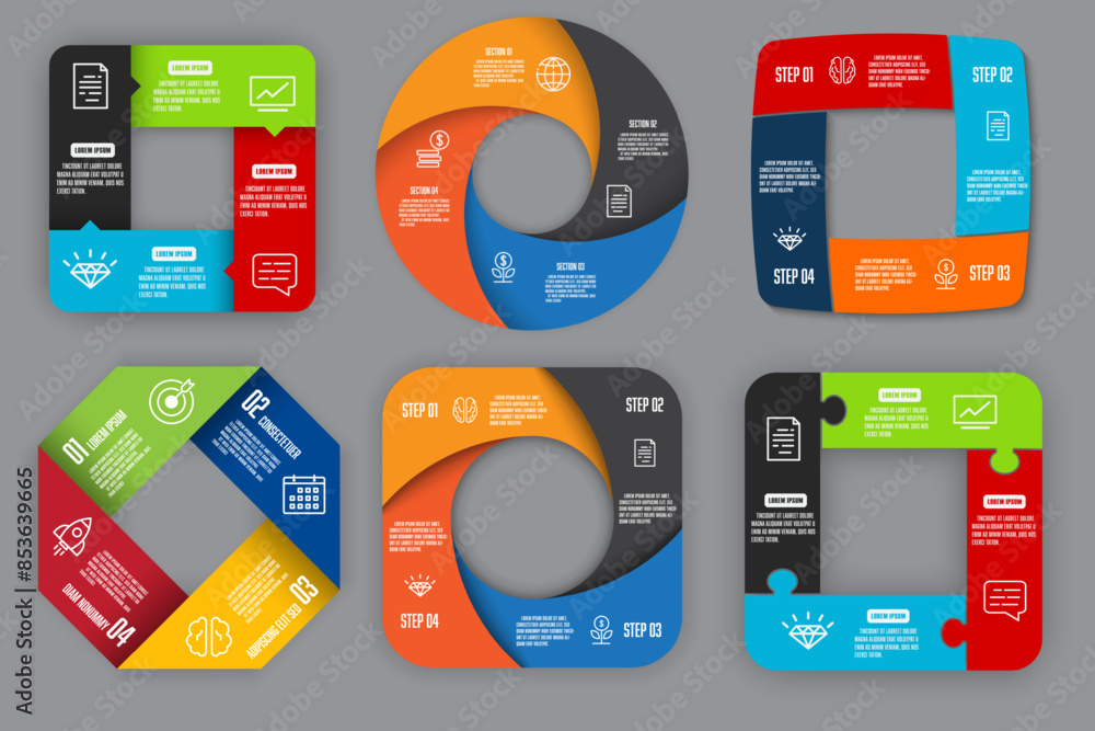Poster infographic chart into 4 step. concept startup development strategy. infographic for business inform