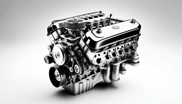 v8 engine, isolated white background. 