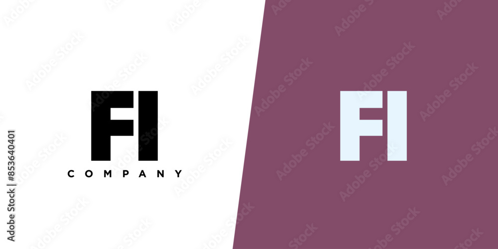 Wall mural Letter F and I, FI logo design template. Minimal monogram initial based logotype.