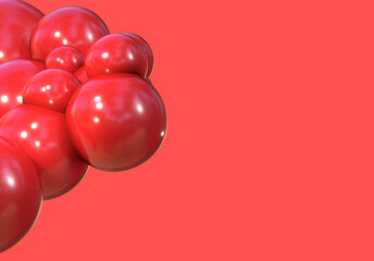 3D balls red bubble balloon color glossy 3d render shepres ball group background