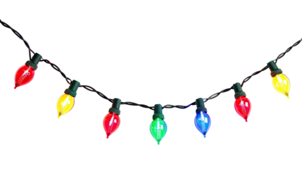 Christmas lights on a transparent background