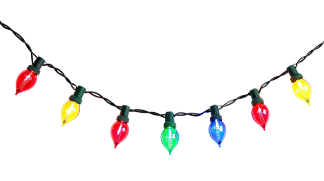 Christmas lights on a transparent background